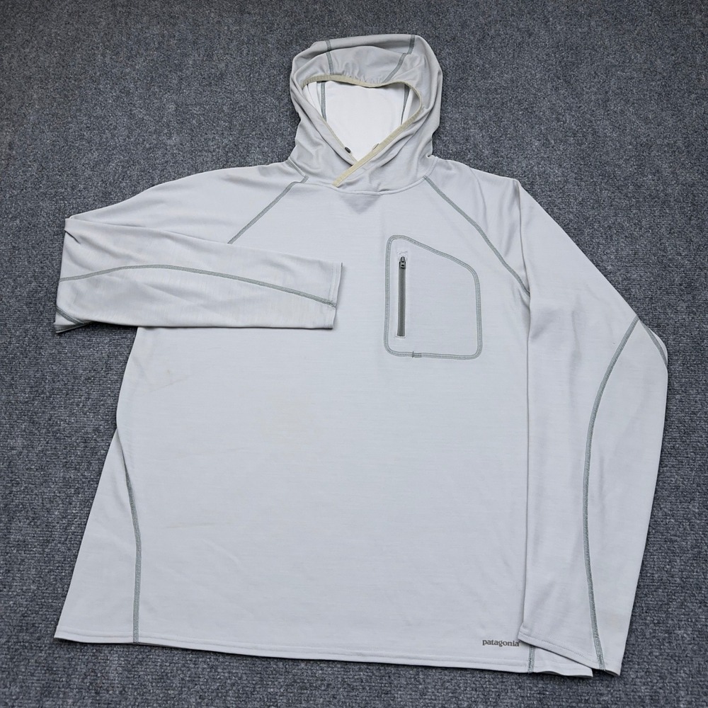 Patagonia Sunshade Technical Hoody Men's Large Grey Long Sleeve Pullover 52656